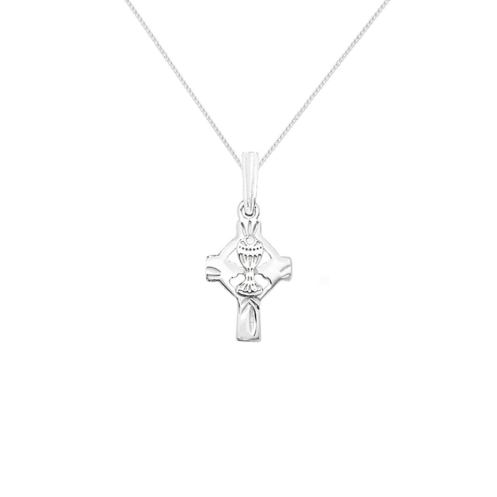 Sterling Silver Cross Host Chalice Necklace - Hypoallergenic Sterling Silver Jewellery by Aeon