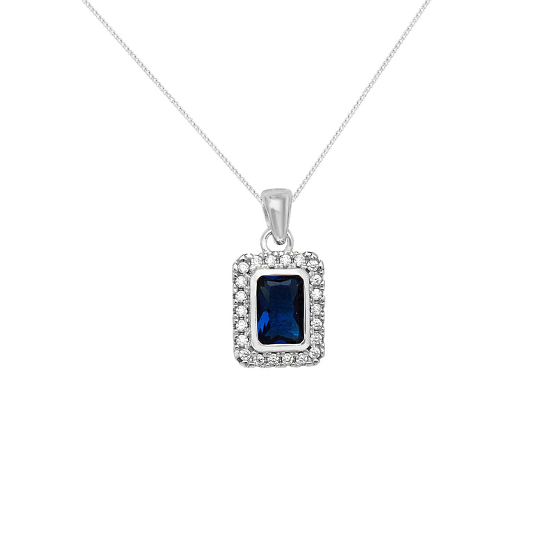 Sterling Silver Blue & White Cubic Zirconia Necklace - Hypoallergenic Sterling Silver Jewellery by Aeon