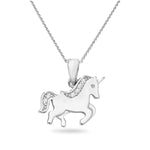 Sterling Silver Childrens Unicorn Pendant with  on 16" Necklace.  Suitable for children.