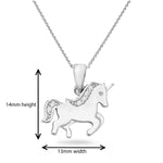 Sterling Silver Childrens Unicorn Pendant with  on 16" Necklace.  Suitable for children.