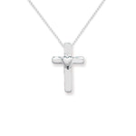 Sterling Silver Cross With Heart Necklace - Hypoallergenic Sterling Silver Jewellery by Aeon - 17mm * 11mm