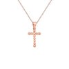 Sterling Silver Rose Gold Beaded Cross Necklace - Hypoallergenic Sterling Silver Jewellery by Aeon - 25mm * 14mm