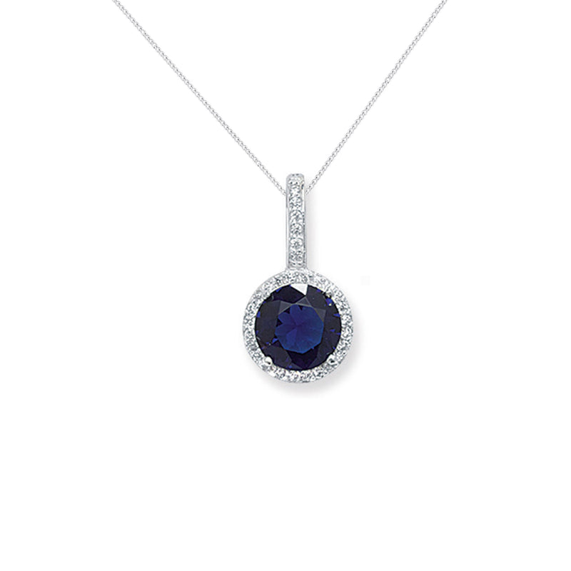 Sterling Silver Saphire Colour Cubic Zirconia Necklace - Hypoallergenic Sterling Silver Jewellery by Aeon