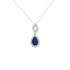 Sterling Silver Cubic Zirconia with SapphireTeardrop Necklace - Hypoallergenic Sterling Silver Jewellery by Aeon