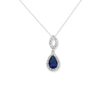 Sterling Silver Cubic Zirconia with SapphireTeardrop Necklace - Hypoallergenic Sterling Silver Jewellery by Aeon