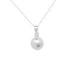 Sterling Silver Synthetic Pearl Pendant with Cubic Zirconia Necklace - Hypoallergenic Sterling Silver Jewellery by Aeon