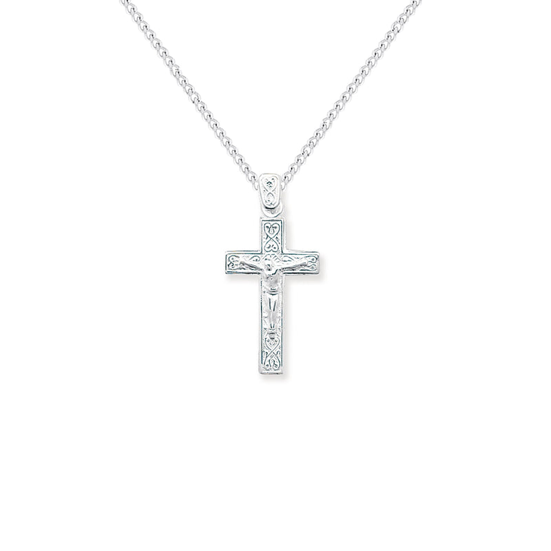 Sterling Silver Crucifix Necklace - Hypoallergenic Sterling Silver Jewellery by Aeon - 30mm * 14mm