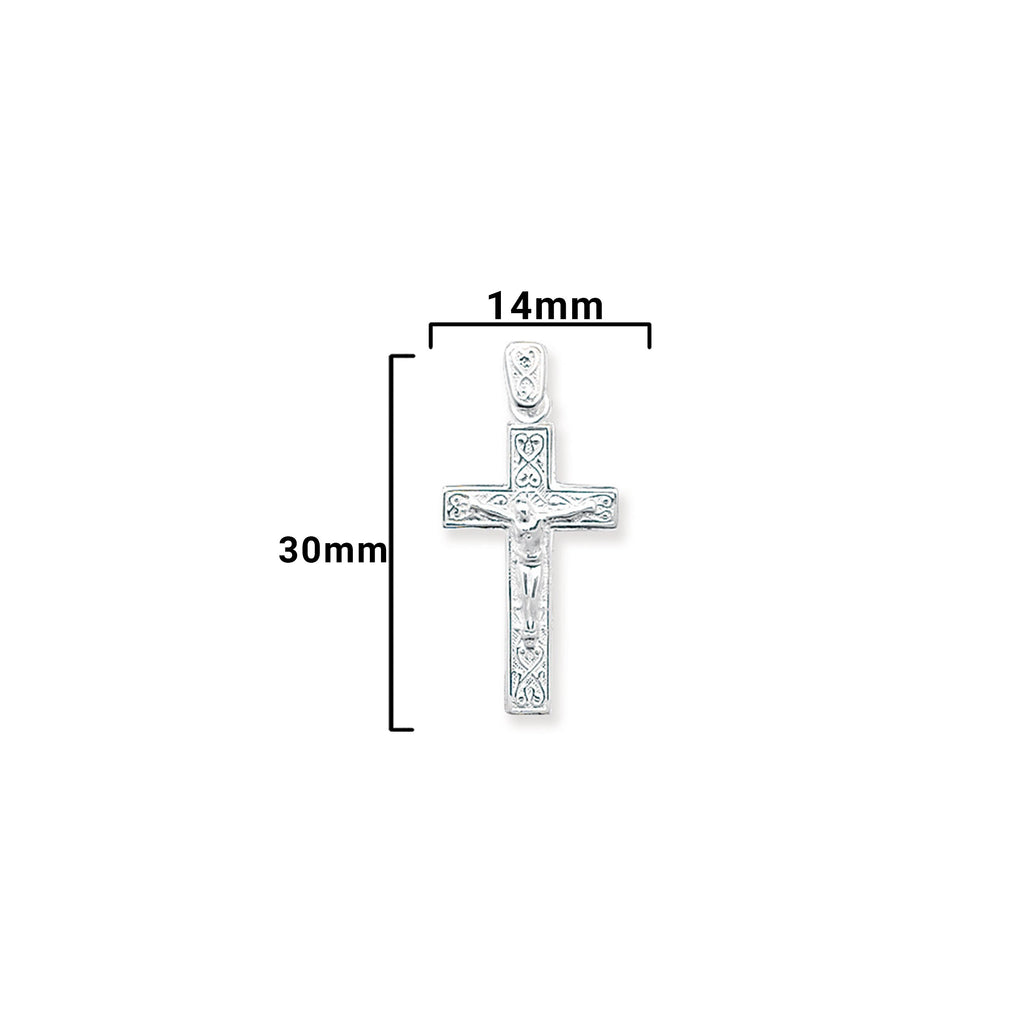 Sterling Silver Crucifix Necklace - Hypoallergenic Sterling Silver Jewellery by Aeon - 30mm * 14mm