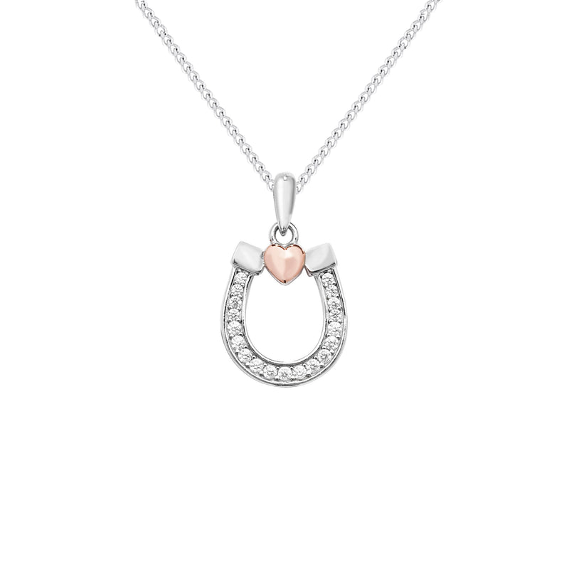 Sterling Silver Horseshoe Necklace - Hypoallergenic Sterling Silver Pendant -  Jewellery for Women - 24mm * 14mm