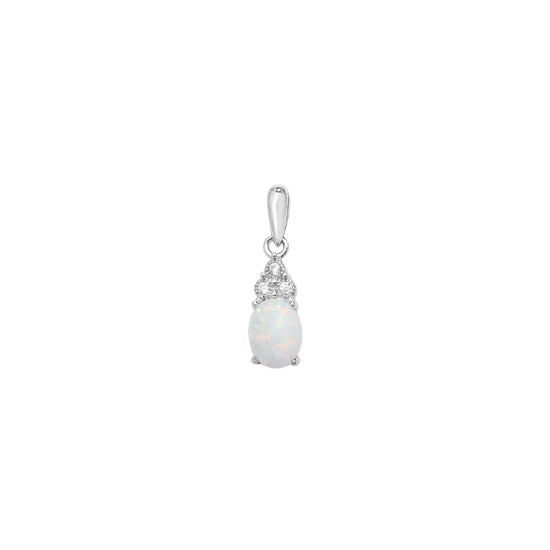 Sterling Silver White Cubic Zirconia Opal Drop Necklace - Hypoallergenic Sterling Silver Jewellery by Aeon