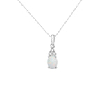 Sterling Silver White Cubic Zirconia Opal Drop Necklace - Hypoallergenic Sterling Silver Jewellery by Aeon