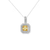 Sterling Silver Yellow & White Cubic Zirconia Square Necklace - Hypoallergenic Sterling Silver Jewellery by Aeon