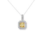 Sterling Silver Yellow & White Cubic Zirconia Square Necklace - Hypoallergenic Sterling Silver Jewellery by Aeon