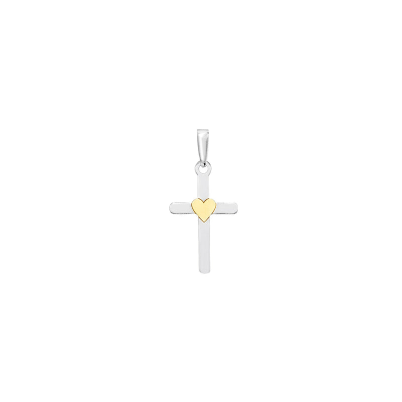 Sterling Silver Cross With Heart Necklace - Hypoallergenic Sterling Silver Jewellery by Aeon - 30mm * 15mm