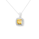 Sterling Silver Citrine Cubic Zirconia Necklace - Hypoallergenic Sterling Silver Jewellery by Aeon