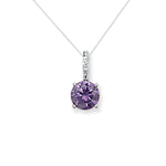 Sterling Silver Clear & Amethyst Colour Cubic Zirconia Necklace - Hypoallergenic Sterling Silver Jewellery by Aeon