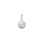 Sterling Silver Pearl Pendant with Cubic Zirconia Surround, Hypoallergenic Sterling Silver Jewellery by Aeon