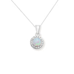 Sterling Silver Cubic Zirconia Opal Necklace - Hypoallergenic Sterling Silver Jewellery by Aeon