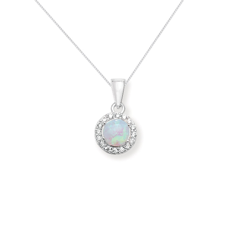 Sterling Silver Cubic Zirconia Opal Necklace - Hypoallergenic Sterling Silver Jewellery by Aeon