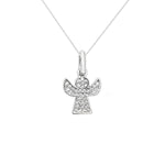 Sterling Silver Angel Pendant with Cubic Zirconia Necklace - Hypoallergenic Sterling Silver Jewellery by Aeon 20mm * 12mm