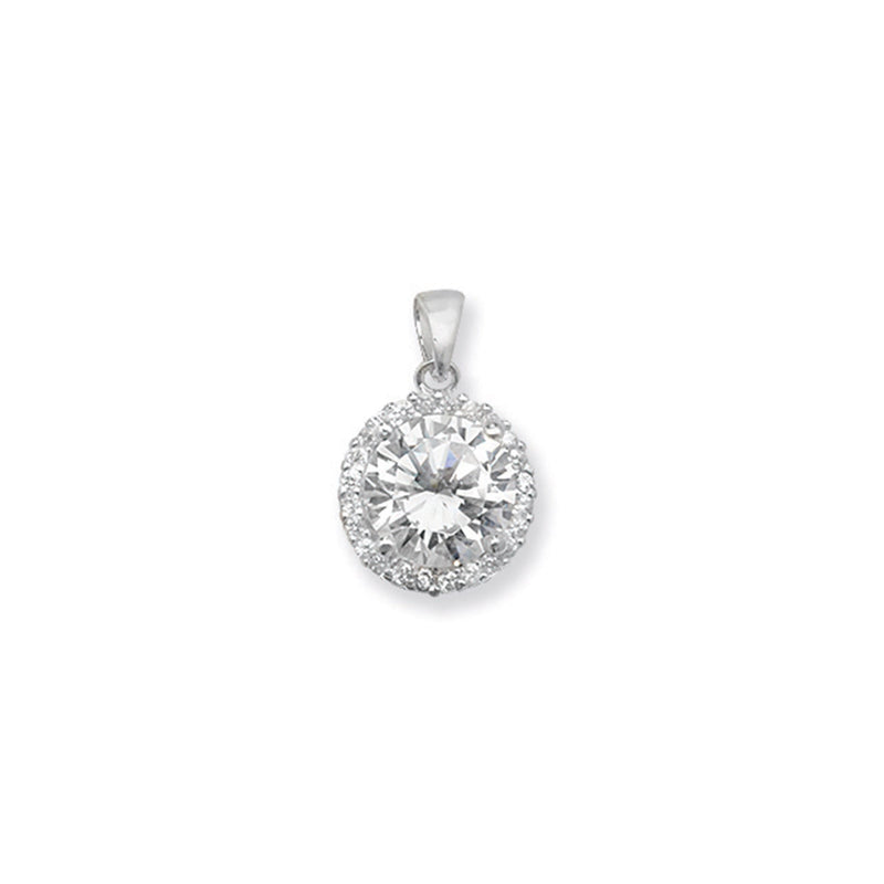 Sterling Silver Round White Cubic Zirconia Necklace - Hypoallergenic Sterling Silver Jewellery by Aeon