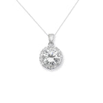 Sterling Silver Round White Cubic Zirconia Necklace - Hypoallergenic Sterling Silver Jewellery by Aeon