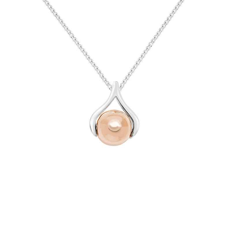 Sterling Silver Rose Gold Plated Ball Necklace - Hypoallergenic Sterling Silver Jewellery by Aeon 16mm * 12mm