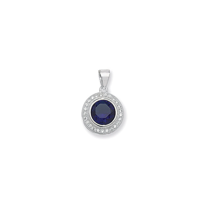 Sterling Silver Sapphire Cubic Zirconia Necklace - Hypoallergenic Sterling Silver Jewellery by Aeon