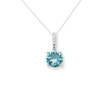 Sterling Silver Light Blue Cubic Zirconia Necklace - Hypoallergenic Sterling Silver Jewellery by Aeon