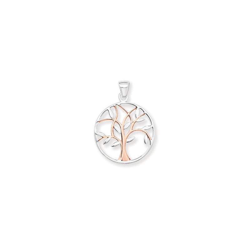 Sterling Silver Rose Gold Plated Tree Of Life Necklace - Hypoallergenic Sterling Silver Jewellery by Aeon  30mm * 22mm