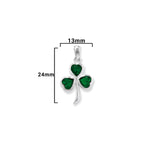 Aeon Sterling Silver 3 Stone Shamrock pendant necklace chain - Hypoallergenic Sterling Silver Pendant - Fashionable Stylish Ladies Jewellery - 24mm * 13mm