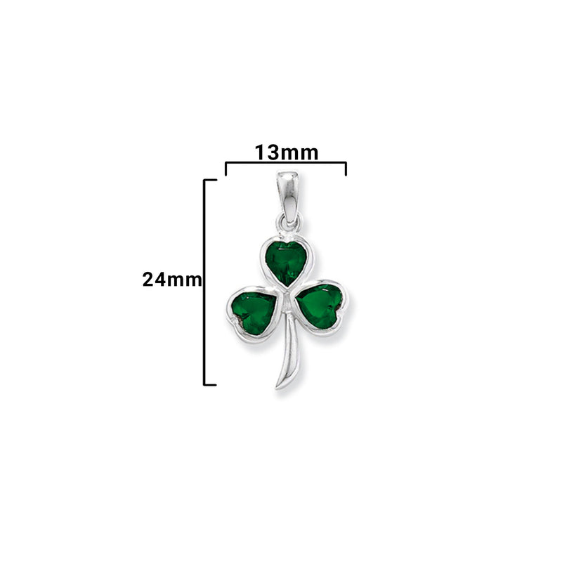 Aeon Sterling Silver 3 Stone Shamrock pendant necklace chain - Hypoallergenic Sterling Silver Pendant - Fashionable Stylish Ladies Jewellery - 24mm * 13mm