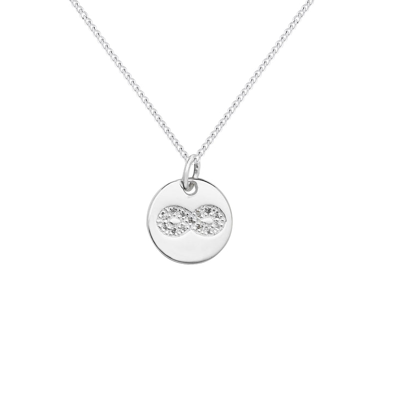 Sterling Silver Cubic Zirconia Infinity Stamp Necklace - Hypoallergenic Sterling Silver Jewellery  15mm * 12mm