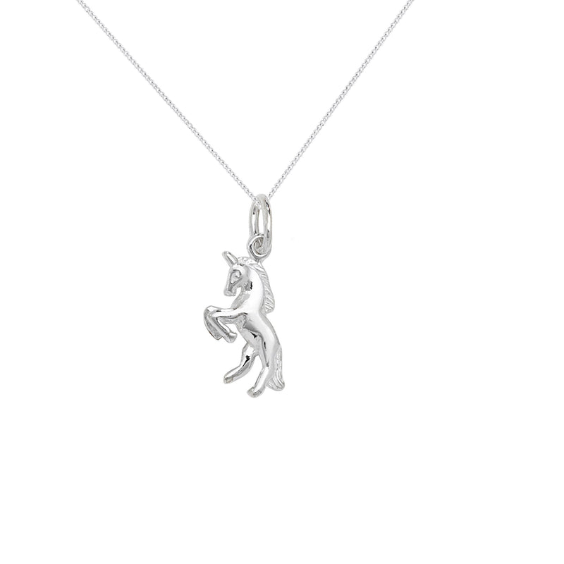 Sterling Silver Unicorn Charm Necklace - Hypoallergenic Pendant -  Jewellery for Girls - 22mm * 8mm