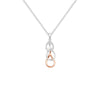 Sterling Silver Two Tone Rose Gold Plated Cubic Zirconia Necklace - Hypoallergenic Sterling Silver Jewellery by Aeon 31mm * 8mm