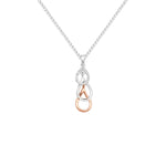 Sterling Silver Two Tone Rose Gold Plated Cubic Zirconia Necklace - Hypoallergenic Sterling Silver Jewellery by Aeon 31mm * 8mm