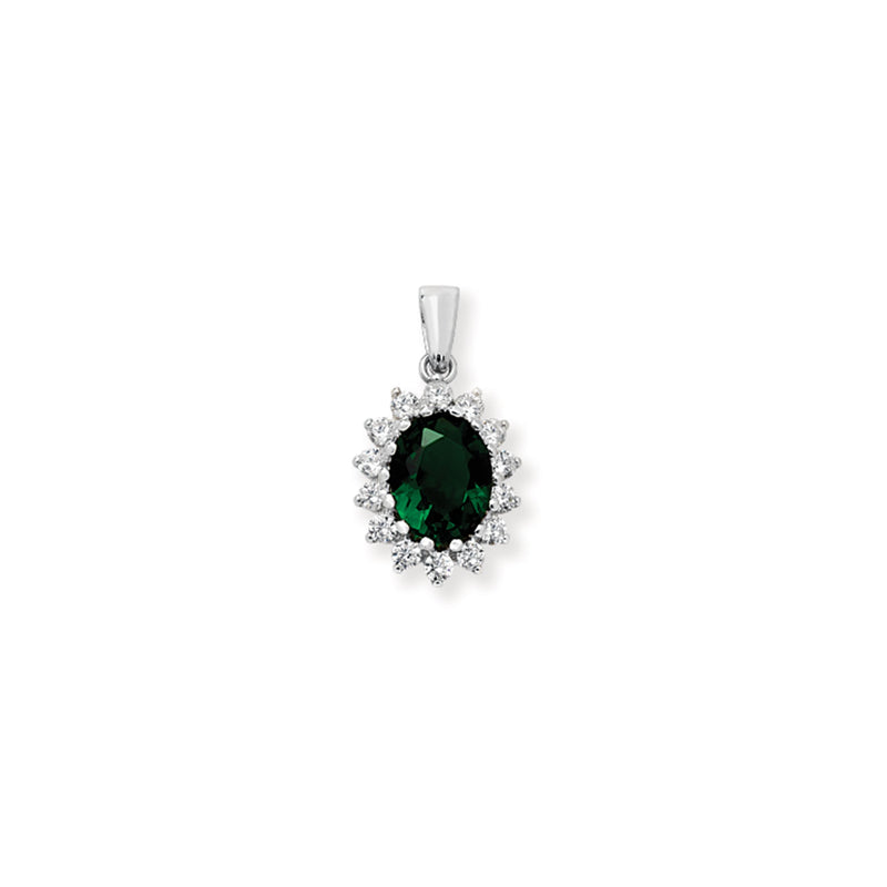 Sterling Silver Emerald Coloured Necklace - Hypoallergenic Sterling Silver Jewellery by Aeon