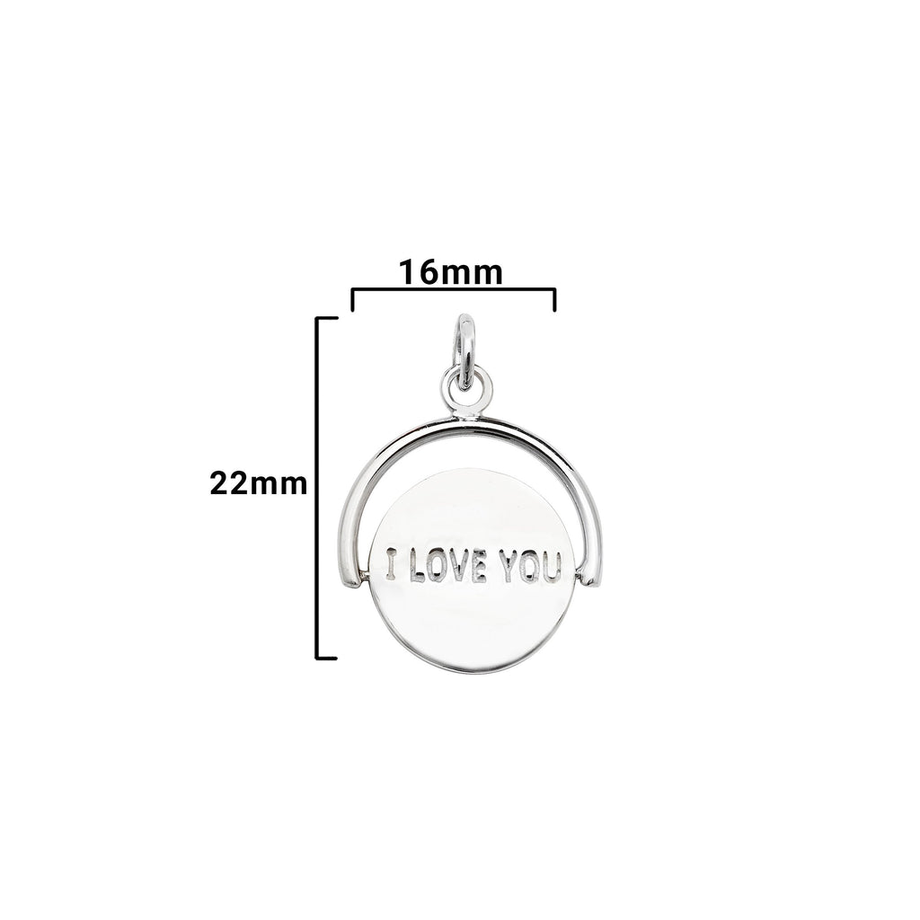 Sterling Silver I Love You Swinging Necklace - Hypoallergenic Sterling Silver Jewellery by Aeon - 22mm * 16mm