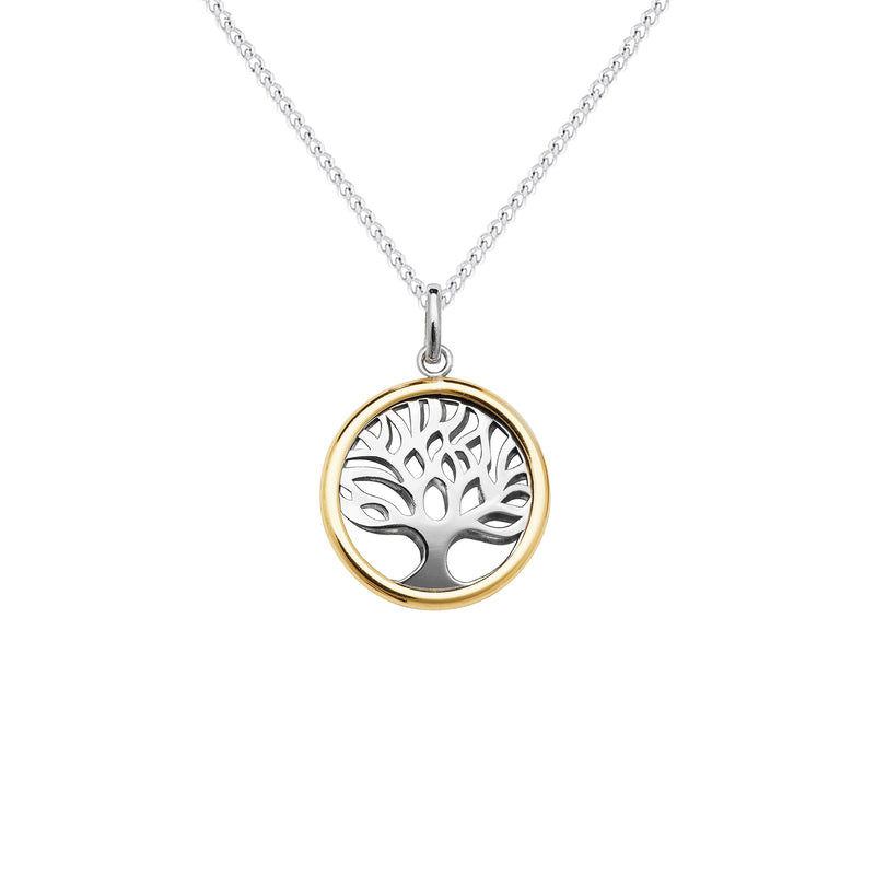 Sterling Silver Two Tone Tree Of Life Necklace - Hypoallergenic Sterling Silver Jewellery by Aeon 28mm * 20mm