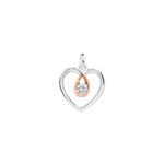 Sterling Silver Heart Pendant With Rose Gold Plated Necklace - Hypoallergenic Sterling Silver Jewellery by Aeon - 23mm * 18mm