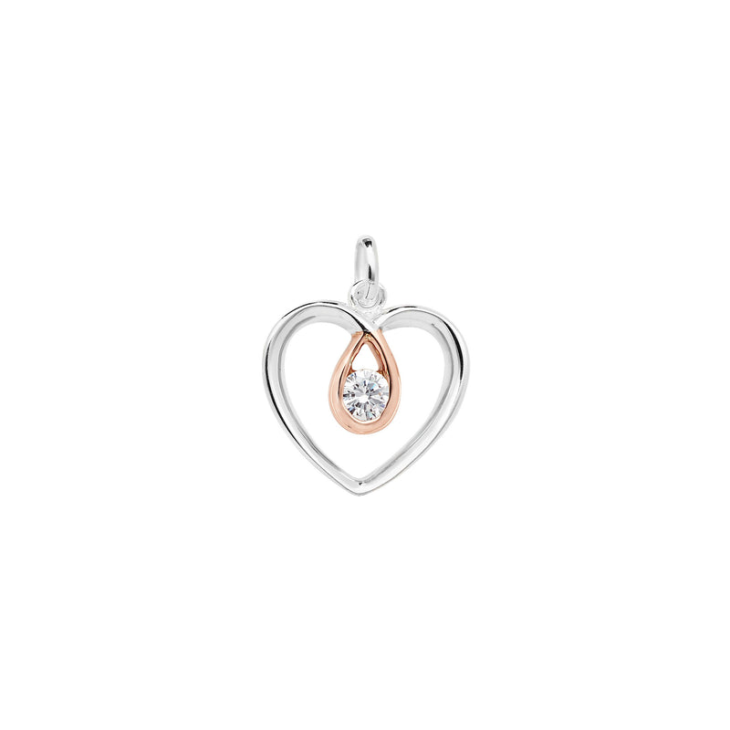 Sterling Silver Heart Pendant With Rose Gold Plated Necklace - Hypoallergenic Sterling Silver Jewellery by Aeon - 23mm * 18mm