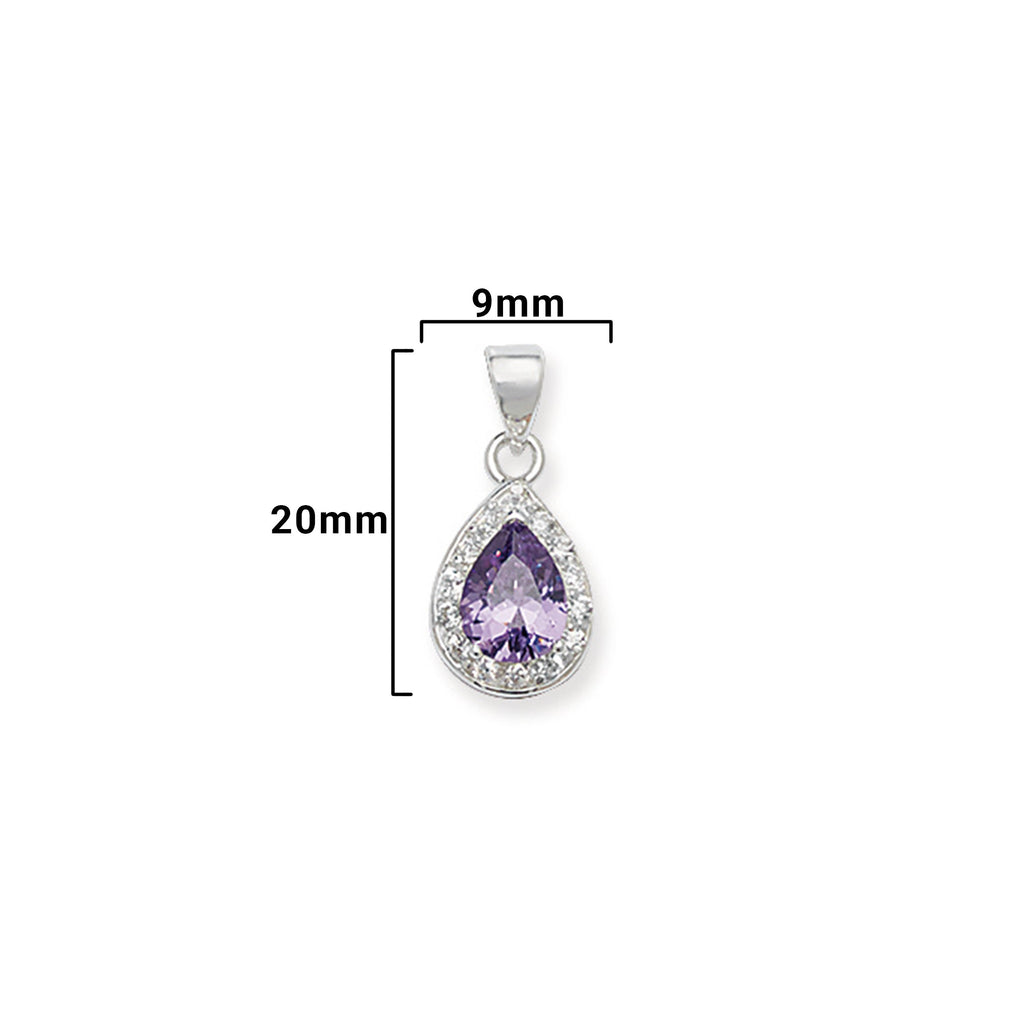 Sterling Silver White & Amethyst Cubic Zirconia Necklace - Hypoallergenic Sterling Silver Jewellery by Aeon