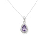Sterling Silver White & Amethyst Cubic Zirconia Necklace - Hypoallergenic Sterling Silver Jewellery by Aeon