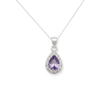 Sterling Silver White & Amethyst Cubic Zirconia Necklace - Hypoallergenic Sterling Silver Jewellery by Aeon