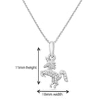 Sterling Silver Childrens Unicorn Pendant with  on 16" Necklace.  Suitable for children.