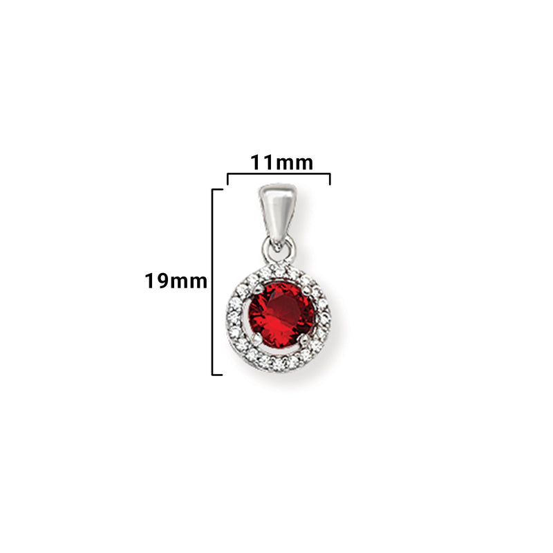 Sterling Silver Cubic Zirconia Garnet Necklace - Hypoallergenic Sterling Silver Jewellery by Aeon