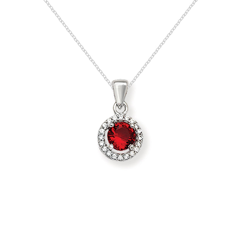 Sterling Silver Cubic Zirconia Garnet Necklace - Hypoallergenic Sterling Silver Jewellery by Aeon