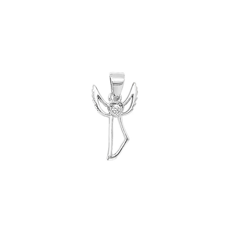 Sterling Silver Angel Pendant with Heart Necklace - Hypoallergenic Sterling Silver Jewellery by Aeon