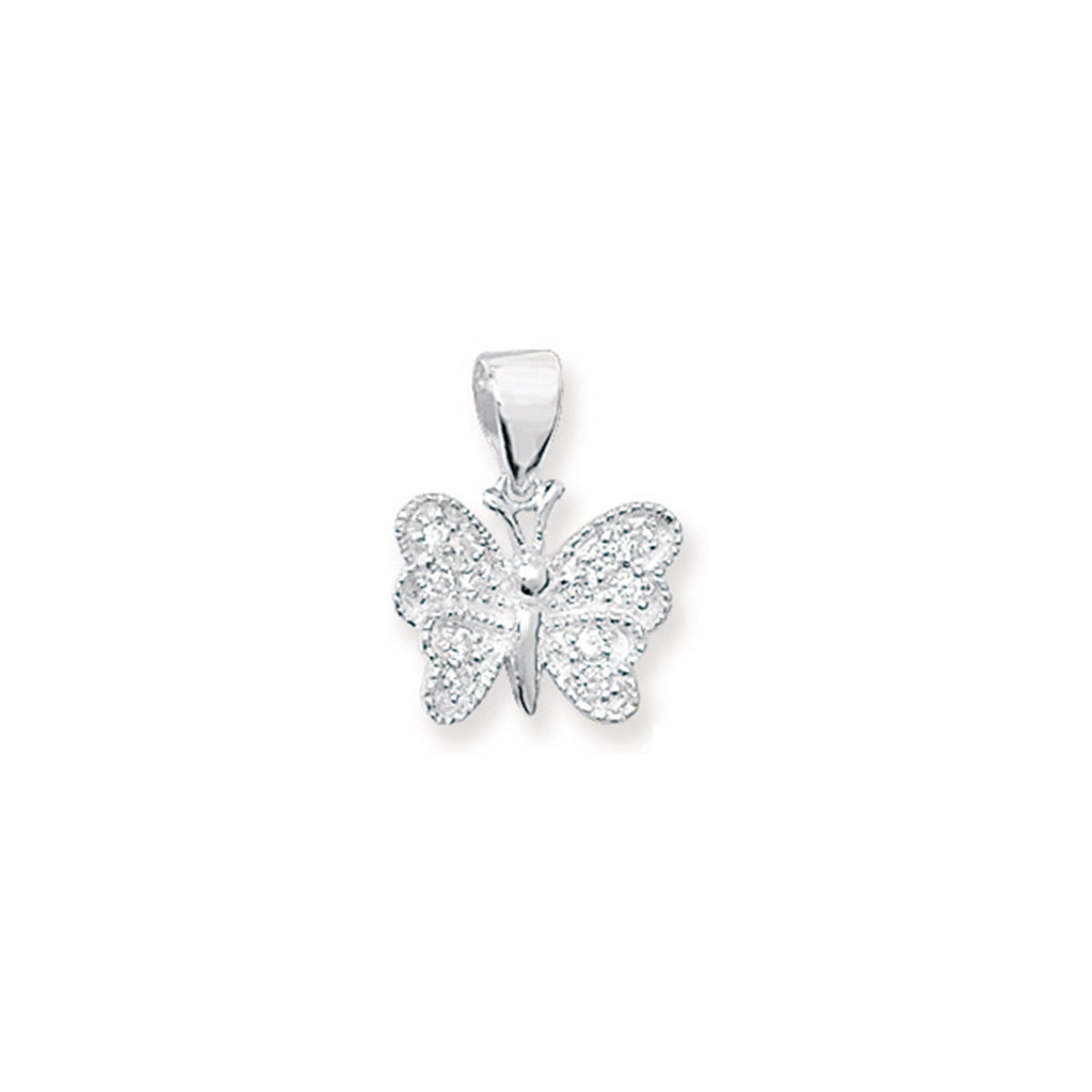 Aeon Sterling Silver White Cubic Zirconia Butterfly Pendant Necklace Chain - Hypoallergenic Sterling Silver Pendant - Gorgeous Fashionable Stylish Ladies Jewellery - 17mm * 14mm