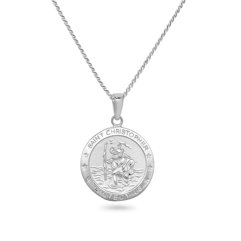 Sterling Silver St Christopher Medal Necklace. Hypoallergenic Sterling Silver Jewellery by Aeon